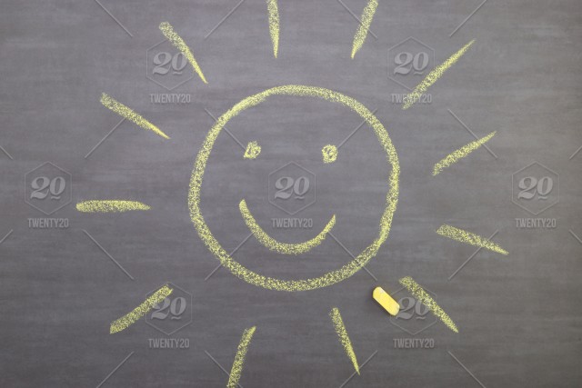 640x427 the sun is painted with yellow chalk on a gray board, similar - Sunshine Drawing
