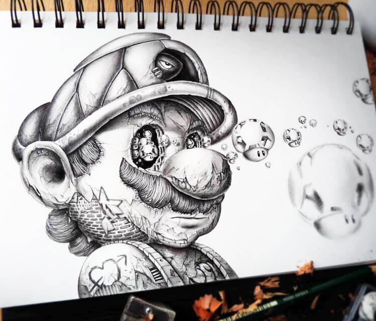 750x640 Super Mario Drawing Pic Drawing Skill - Super Drawing