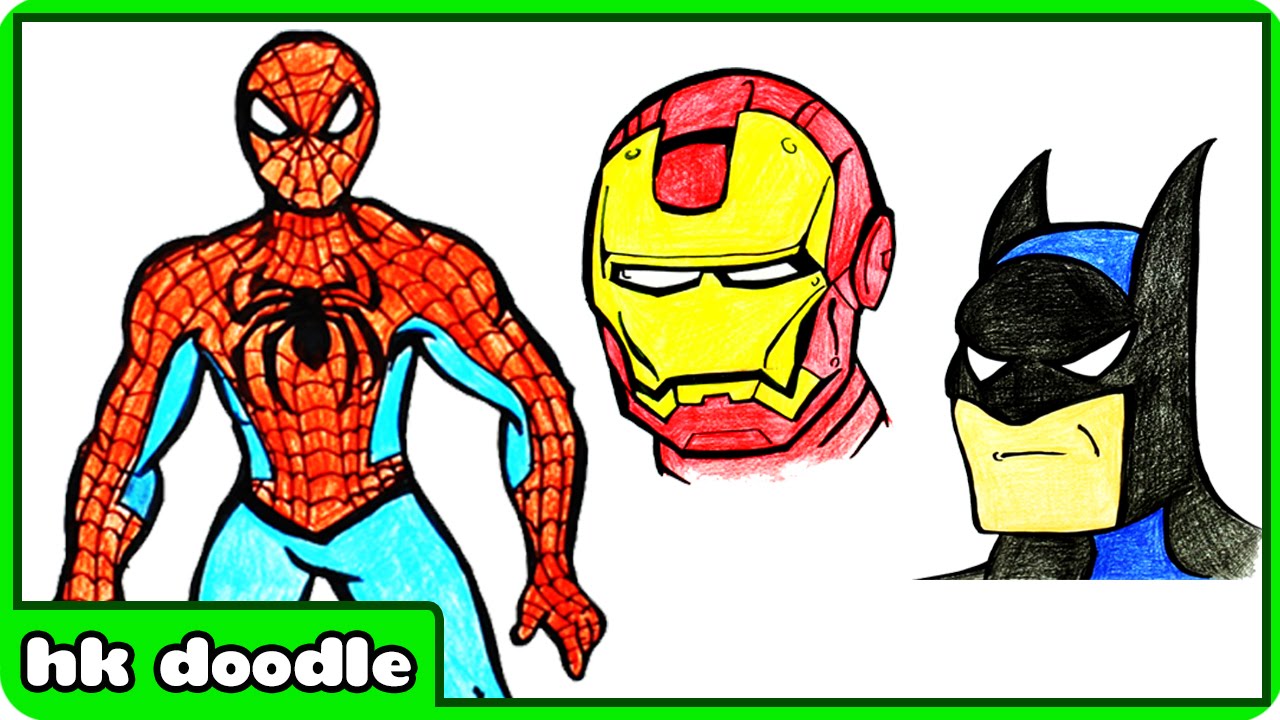 1280x720 how to draw spiderman how to draw superheroes step - Super Heroes Drawing