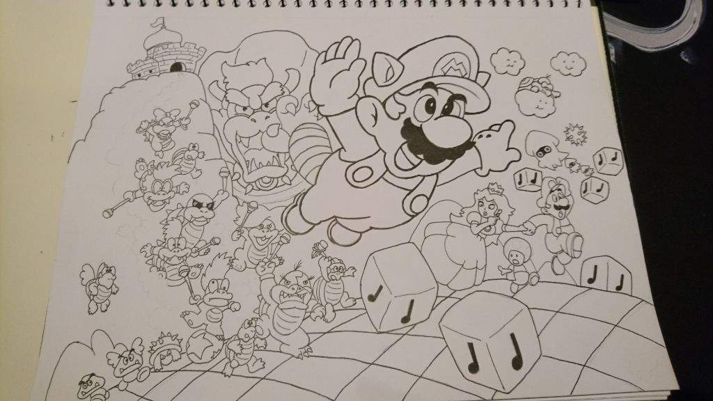1024x576 art mario amino - Super Mario Bros Drawing