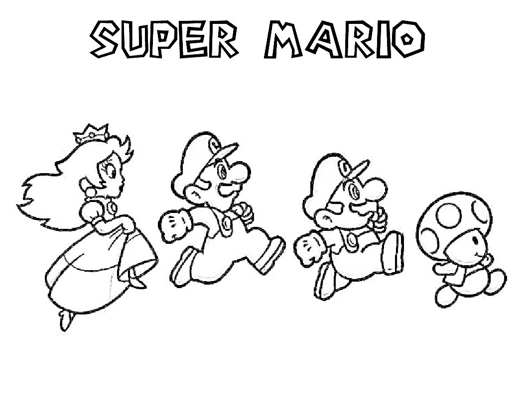 1056x816 super mario bros coloring pages - Super Mario Bros Drawing