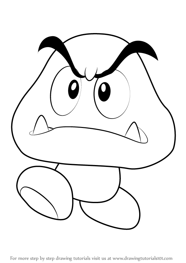 596x843 learn how to draw goomba from super mario - Super Mario Drawing