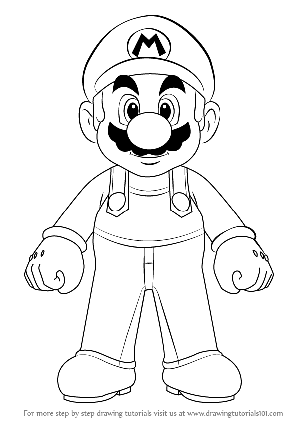 598x844 learn how to draw mario from super mario - Super Mario Drawing