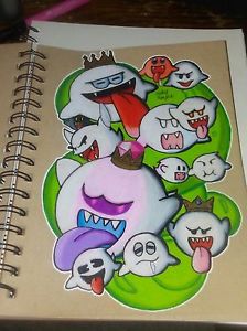 224x300 super mario sunshineluigi's mansion boo drawing - Super Mario Drawing