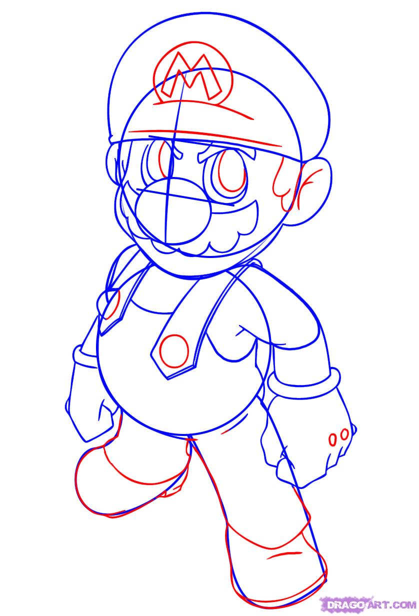 838x1232 How To Draw Mario, Step - Super Mario Drawing Step By Step