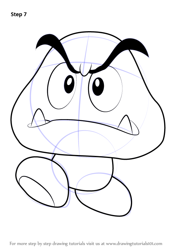 596x843 Learn How To Draw Goomba From Super Mario - Super Mario Drawing Step By Step
