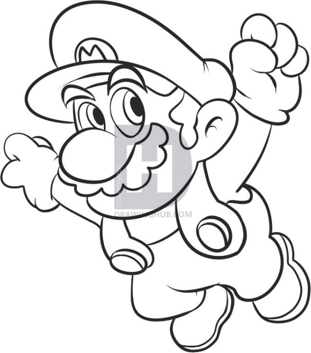 635x720 how to draw super mario, step - Super Mario Drawing Step By Step