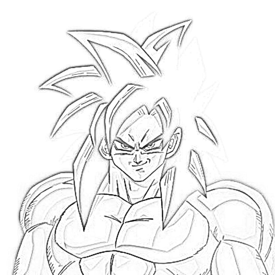 894x894 Goku Lineart - Super Saiyan 4 Drawing
