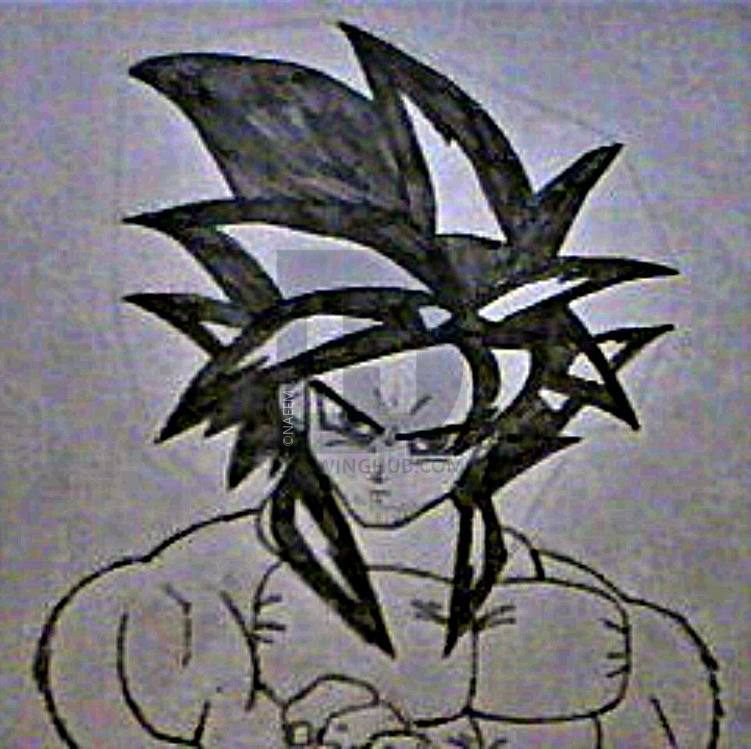751x749 how to draw goku super saiyan step - Super Saiyan 4 Drawing