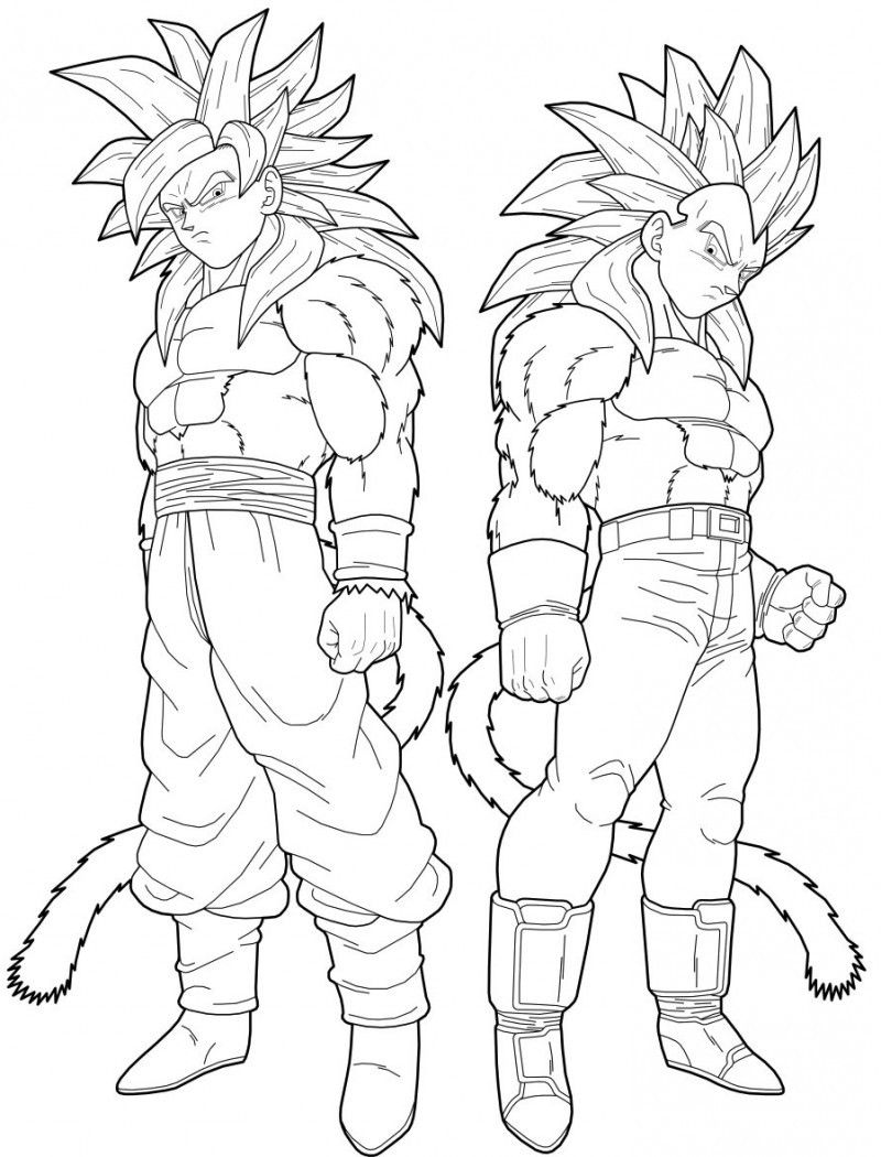 800x1050 vegeta and goku super saiyan coloring pages dragon ball vegeta - Super Saiyan 4 Drawing
