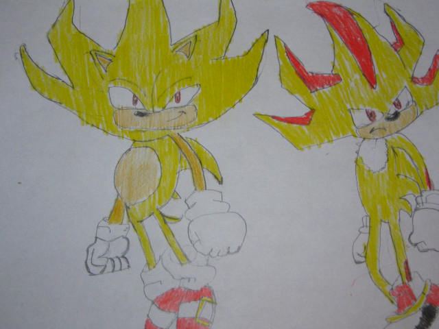 640x480 super sonic and super shadow - Super Shadow Drawing