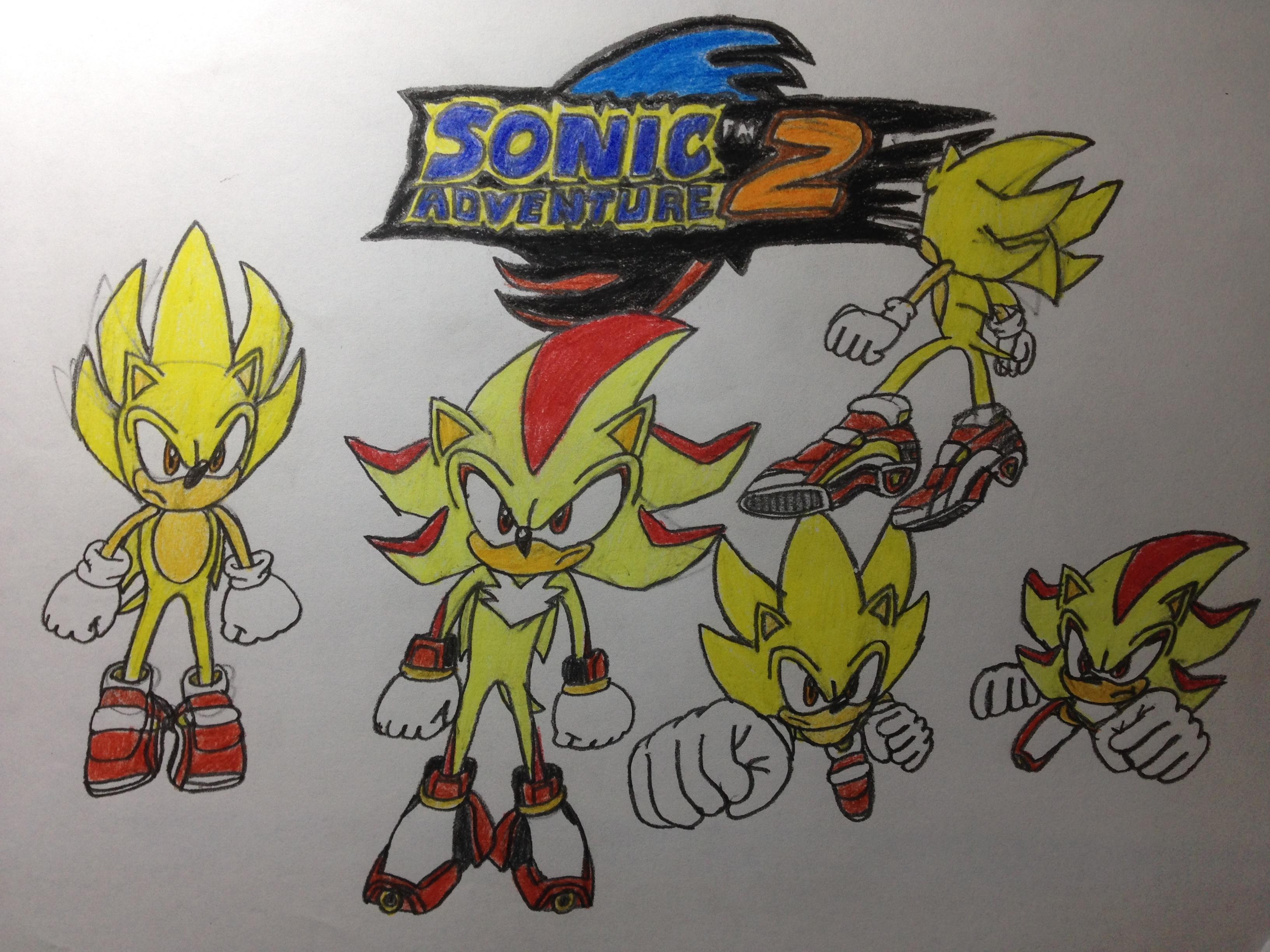 3264x2448 here is another old sonic drawing of super sonic and super shadow - Super Shadow Drawing