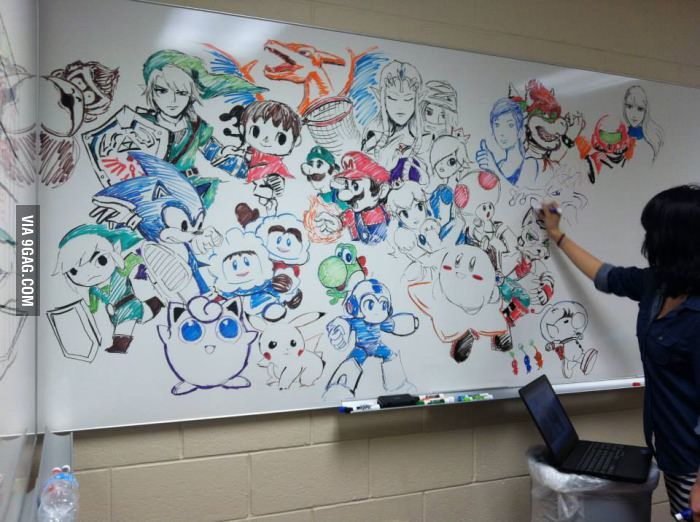 700x522 white board character drawings painting, drawing graffity - Super Smash Bros Drawings
