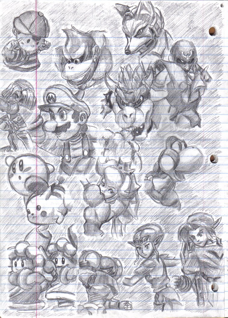 758x1054 my drawings from grade - Super Smash Bros Drawings