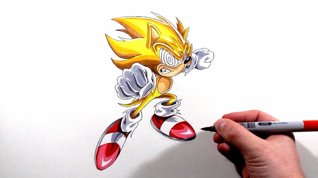 1280x720 Drawing Fleetway Super Sonic - Super Sonic Drawing