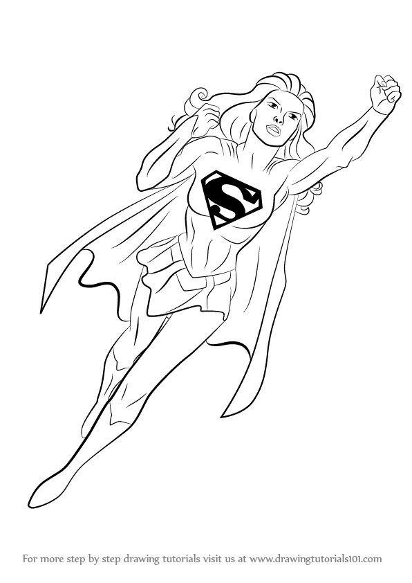 596x842 learn how to draw supergirl - Supergirl Drawing