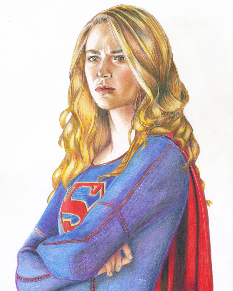 800x1000 supergirl coloured pencil drawing - Supergirl Drawing