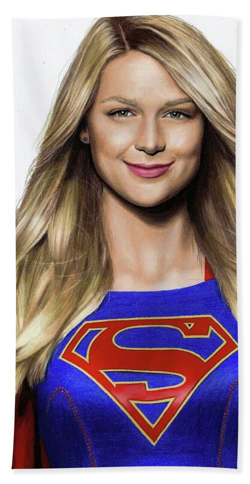 500x967 supergirl drawing beach towel for sale - Supergirl Drawing