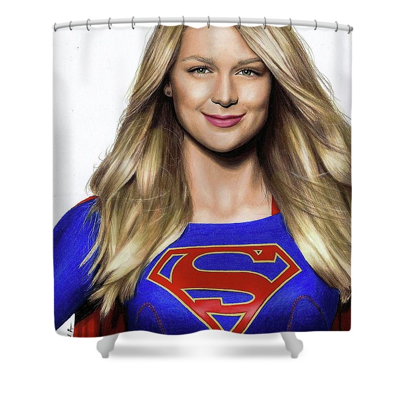 800x800 supergirl drawing shower curtain for sale - Supergirl Drawing