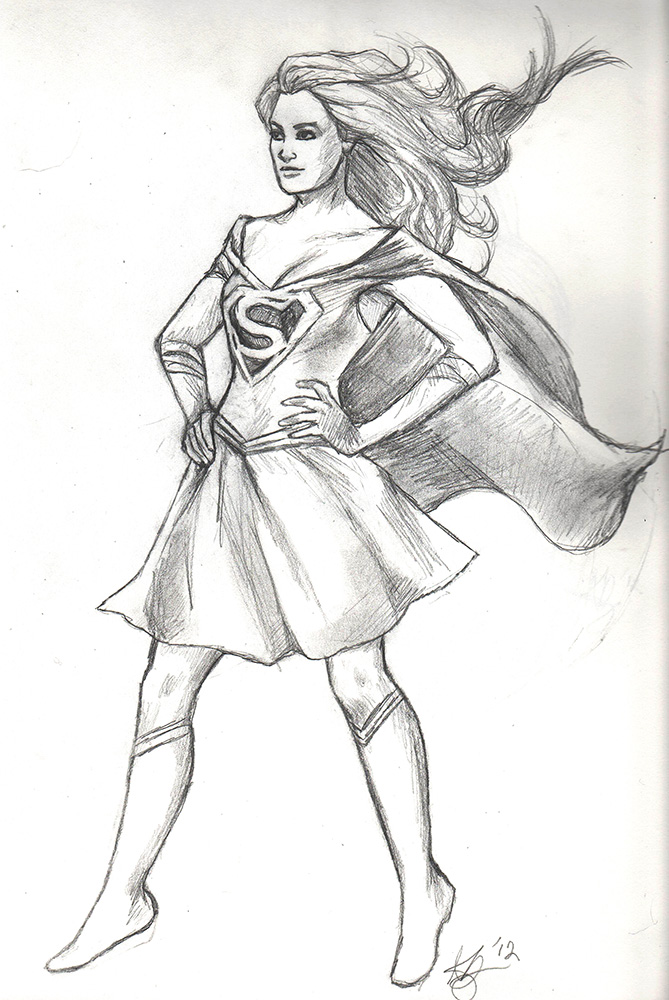 669x1000 supergirl - Supergirl Drawing