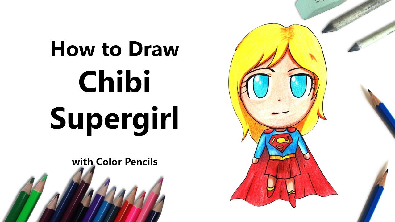 1280x720 How To Draw Chibi Supergirl Step - Supergirl Drawing Easy