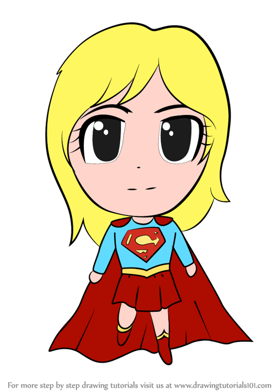 567x800 Learn How To Draw Chibi Supergirl - Supergirl Drawing Easy