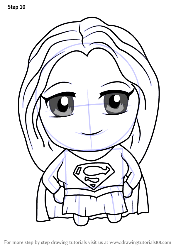 600x846 Learn How To Draw Kawaii Supergirl - Supergirl Drawing Easy
