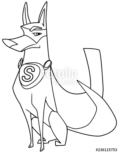 389x500 full length line art illustration of a strong and healthy dog - Superhero Cape Drawing
