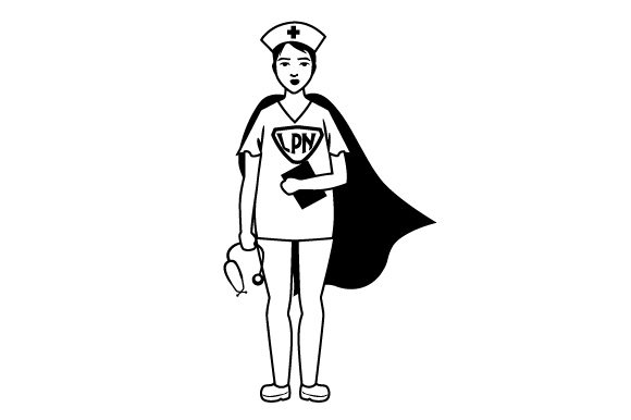 580x386 nurse with a superhero cape and lpn on their chest - Superhero Cape Drawing