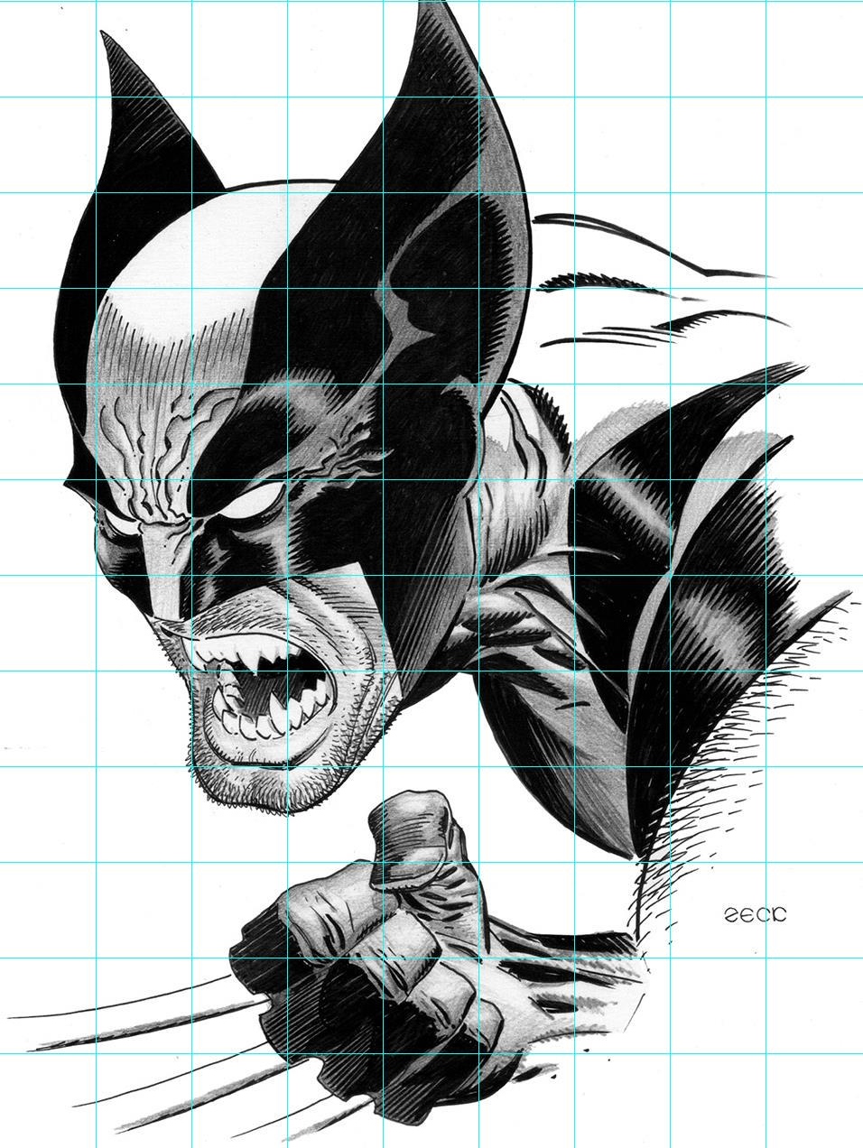 956x1272 Mr Mintart Superhero Grid Drawing - Superhero Drawing