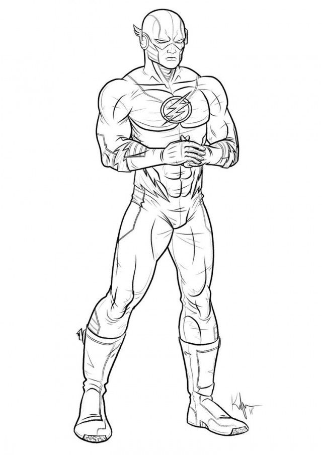 640x904 Superhero Flash Free Coloring Pages On Art Coloring Pages - Superhero Drawing Outline
