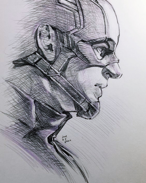 600x752 magical superhero pencil drawings - Superhero Drawings
