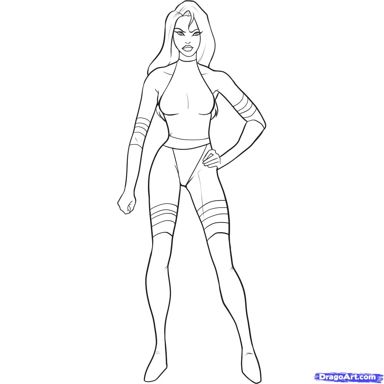 Female Superhero Drawing Template