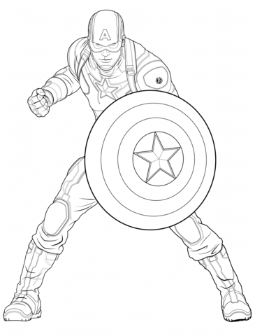 365x480 Captain America Coloring - Superhero Outline Drawing