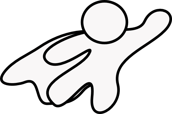 600x399 Superhero Outline Bw Clip Art - Superhero Outline Drawing