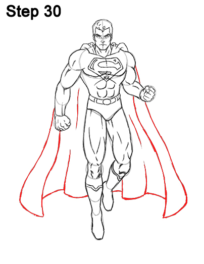 404x523 How To Draw Superman - Superman Cape Drawing