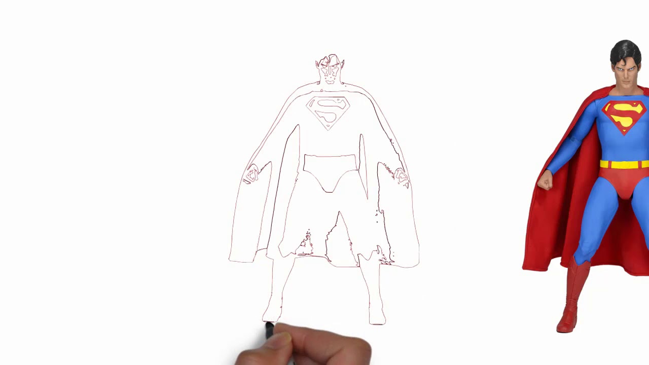 1280x720 We Drawing, How To Draw Superman Full Body - Superman Cape Drawing