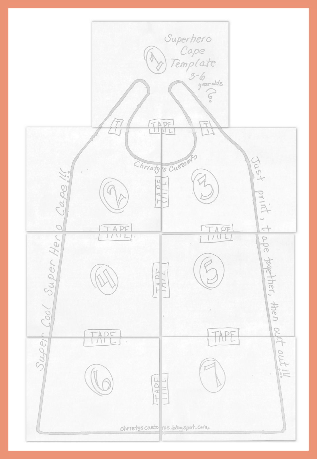 1106x1600 pattern for child's cape diy superhero capes {printable - Superman Cape Drawing
