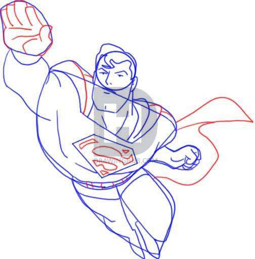 504x512 how to draw superman, step - Superman Cape Drawing