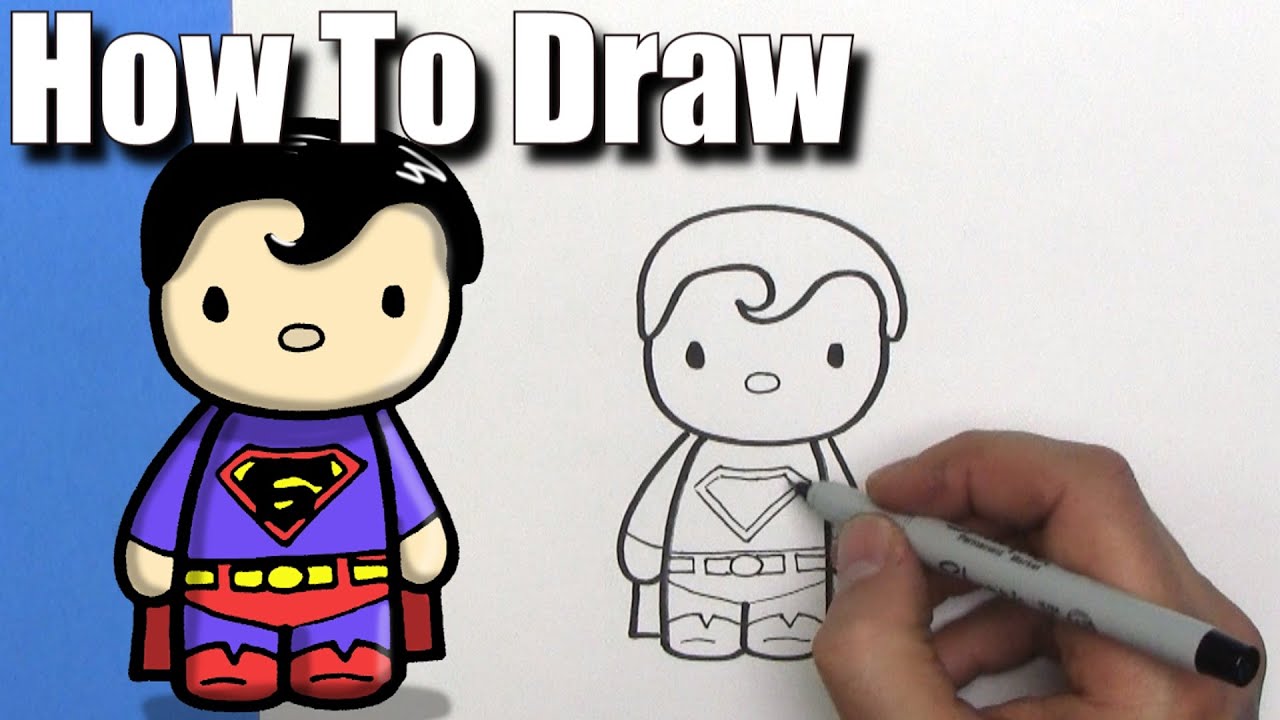 1280x720 How To Draw A Cute Cartoon Superman - Superman Cartoon Drawing
