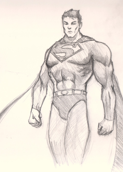 500x695 How To Draw Superman - Superman Drawing