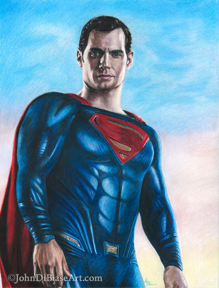 700x923 colored pencil drawing of henry cavill as superman - Superman Drawing