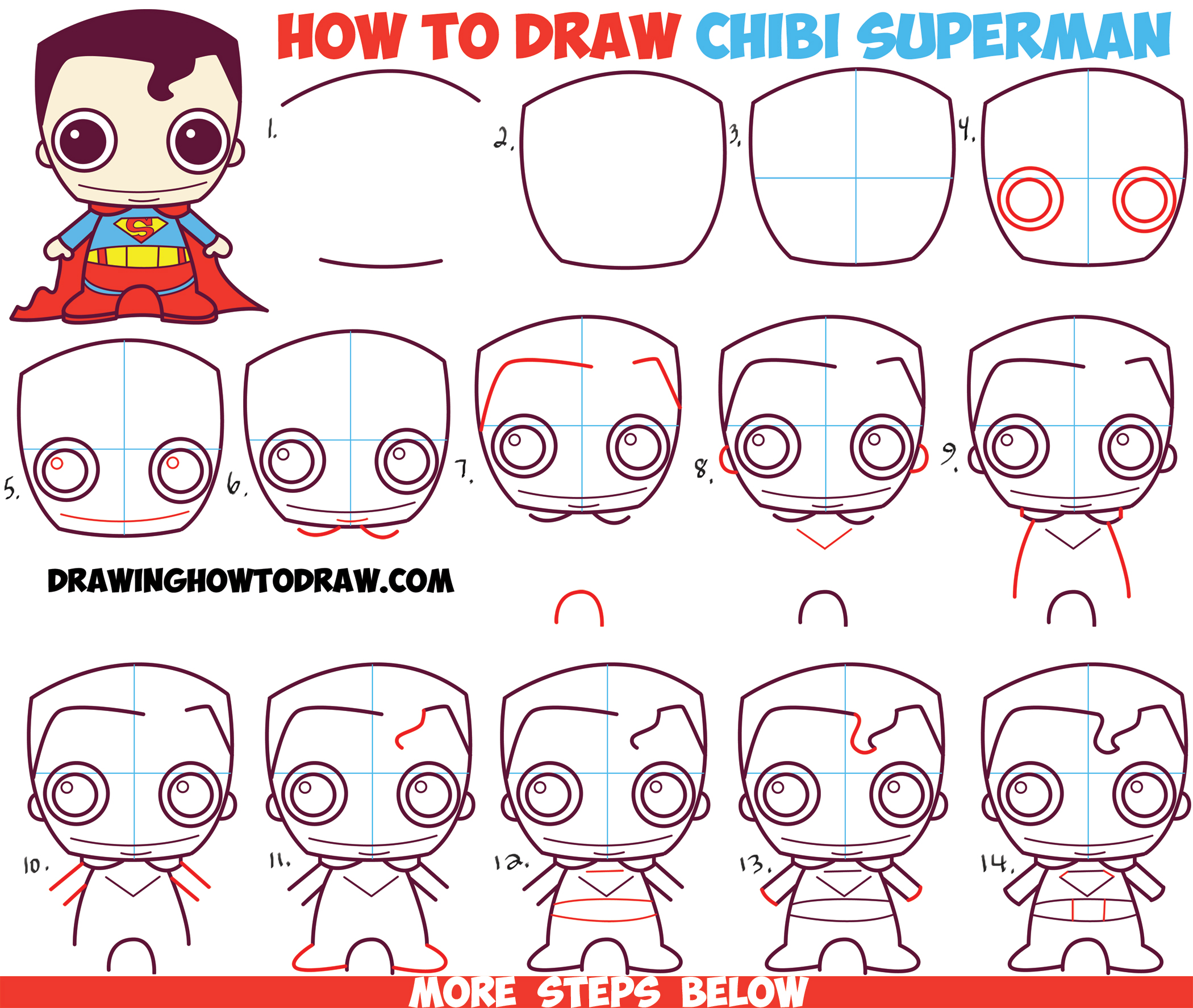 2100x1775 How To Draw Cute Chibi Superman From Dc Comics In Easy Step - Superman Drawing Easy