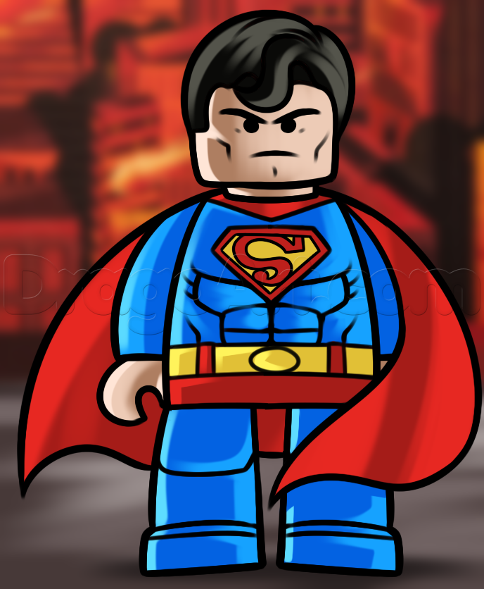 688x836 How To Draw Superman From The Lego Movie, Step - Superman Drawing Easy