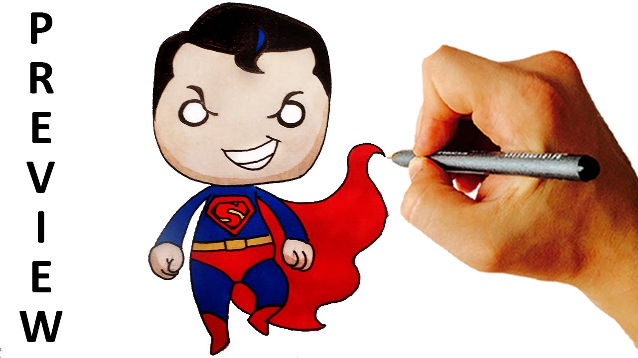 1280x720 How To Draw Superman Chibi From Dc Comics Easy Step - Superman Drawing Easy