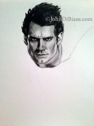 400x533 Process Of A Portrait Superman - Superman Drawing In Pencil