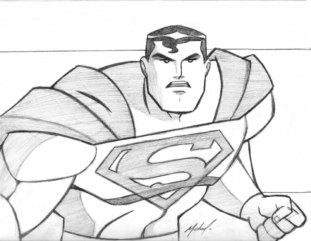 1032x800 Superman, In Michael Hill's Sketches Comic Art Gallery Room - Superman Drawing In Pencil