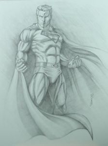223x300 Superman Figure Drawing In Graphite Pencil - Superman Drawing In Pencil