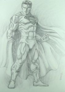211x300 Superman Figure Drawing In Graphite Pencil - Superman Drawing In Pencil