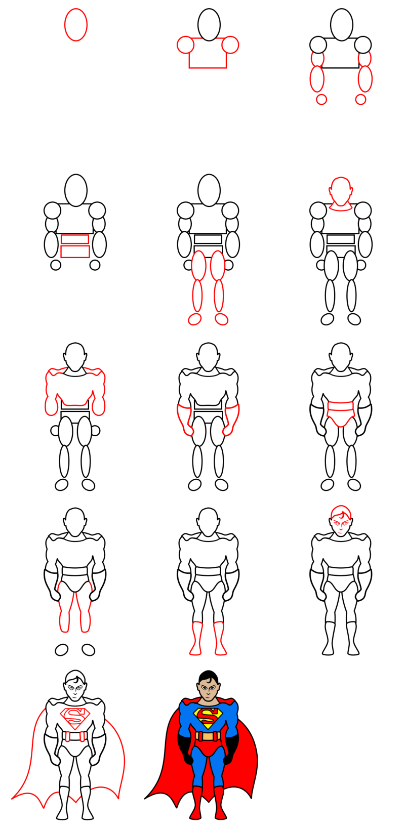 800x1644 The - Superman Drawing Step By Step